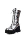 Vintage Steampunk Star Print Platform Mid-Calf Boots