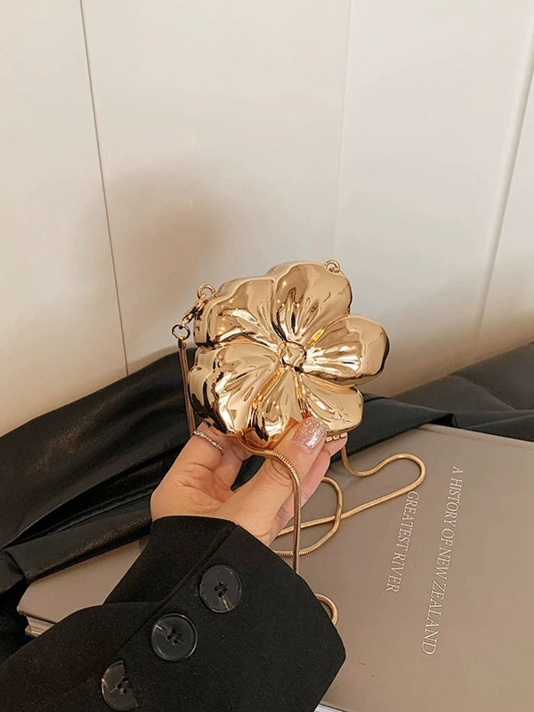 Flower Shape Alloy Chain Mini Bag