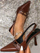 Dark Brown Patent High Heel Sandals