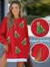 Red 1970s Zip Detail Christmas Tree Sequin Sweatshirt