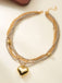 Gold Heart Pendant Layered Necklace