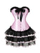 2PCS Black & Pink 1980s Steampunk Strapless Corset & Skirt