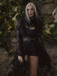 Black 1980s Gigot Sleeve Victorian Lace Dress