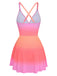 1930s Spaghetti Strap Ombre One-Piece Swimdress