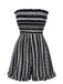 Black 1970s Boho Striped Strapless Romper