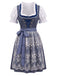 3PCS 1950s Square Neck Floral Dress & White Puff Top & Apron
