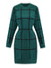 Green 1960s Crew Neck Plaid Knit Sweater Dress