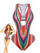 [Pre-Sale] Multicolor 1960s Rainbow Cutout Strappy Faux Crochet Swimsuit