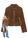 Brown 1980s Solid Suede Zipper Front Cropped Jacket