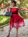 Red 1950s Off-shoulder Snowflake Dress