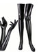 Halloween Black PU Leather Gloves & Thigh High Socks Set
