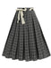 1950s Polka Dot Belt Plaid Pleated Skirt