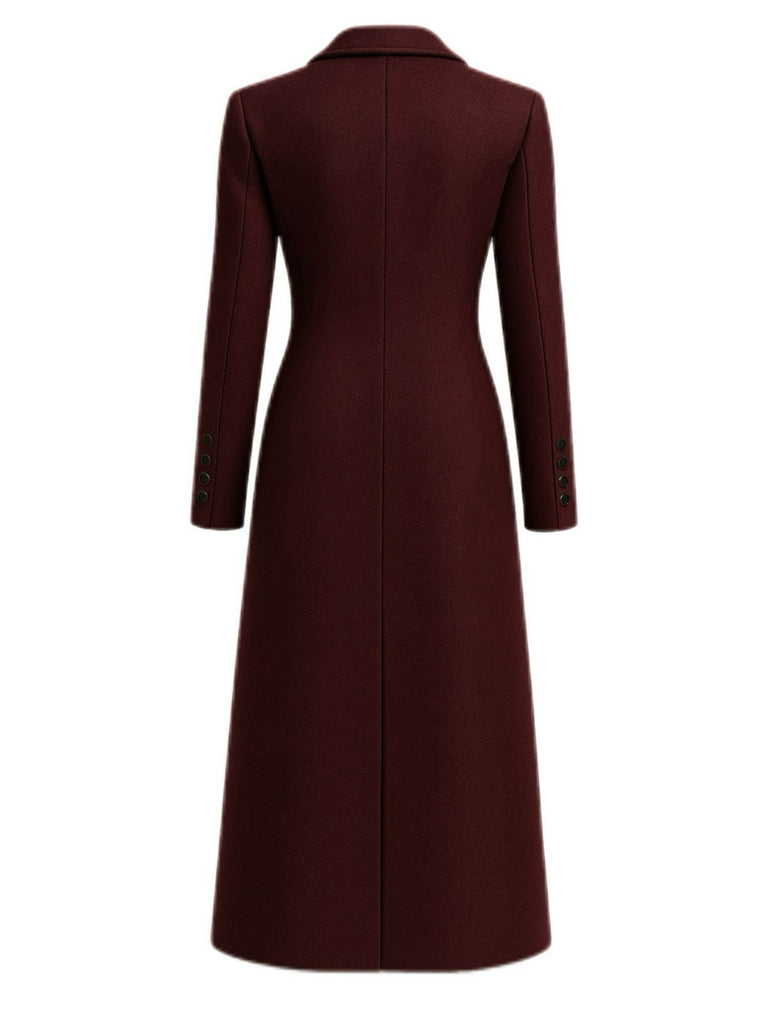 1930s Solid Lapel Button Wool Coat