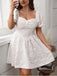 [Plus Size] White 1950s Solid Square Neck Puff Dress