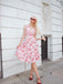 Pink 1950s Floral V-Neck Dress