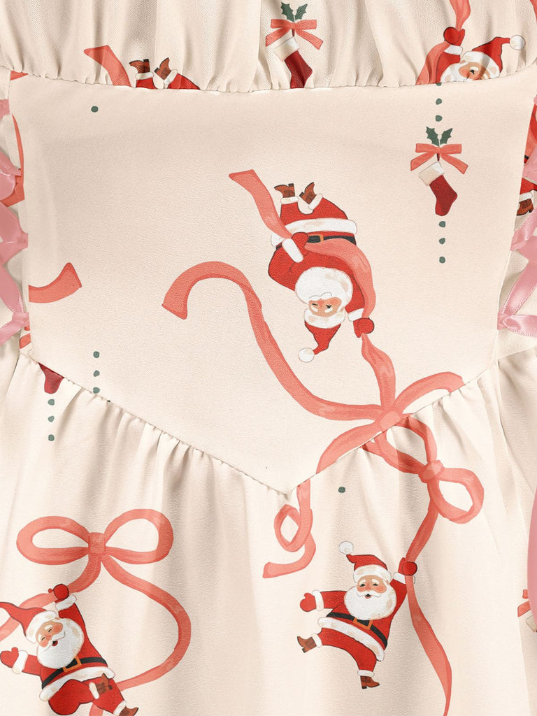 1950s Christmas Ornament Lace-Up Dress