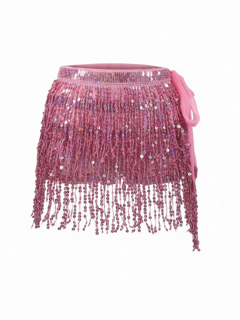 1980s Carnival Sequin Fringe Mini Skirt
