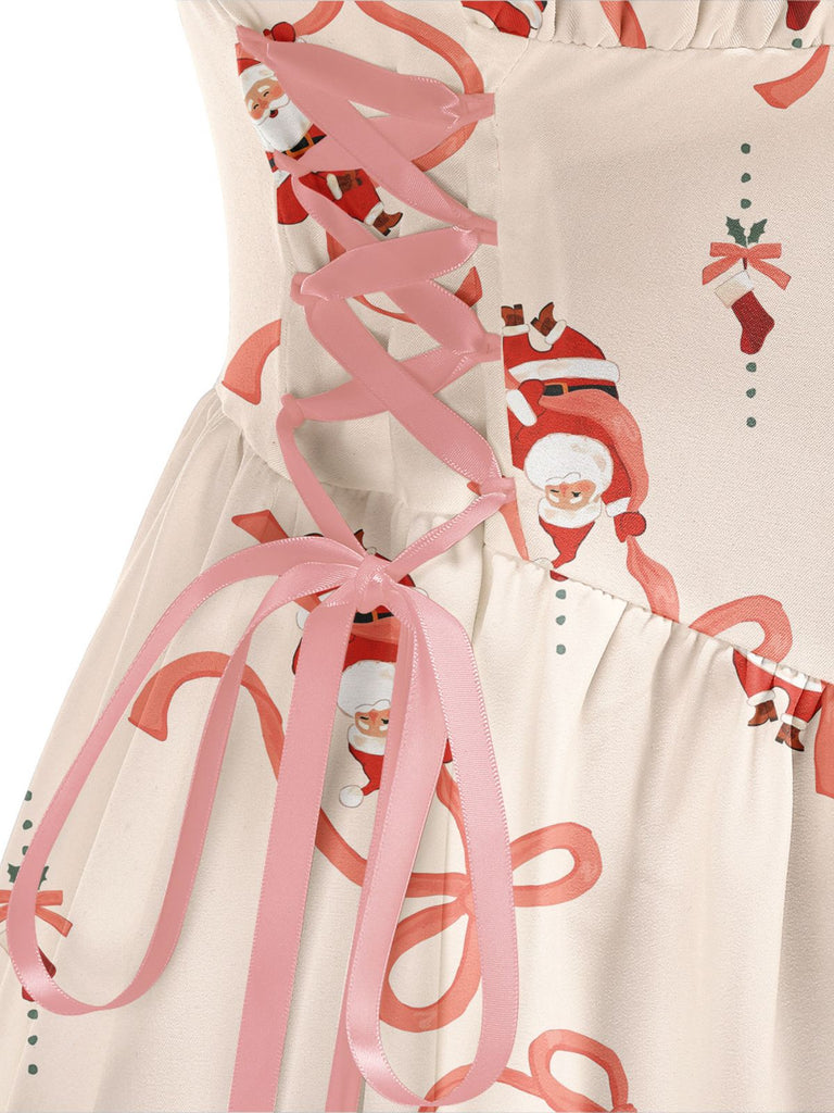 1950s Christmas Ornament Lace-Up Dress