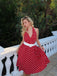 Red 1950s Polka Dot Halter Dress