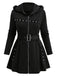 1960s Punk Hooded Zipper Belted Midi Jacket