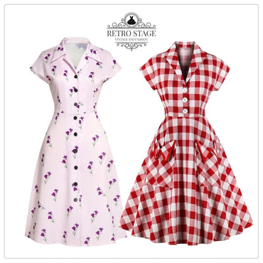 Purple 1940s Petunia Lapel Dress