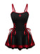 Black 1950s Cross Contrast Ruffle Hem Nightdress