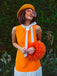 Orange 1960s Crew Bowknot Sleeveless Dress