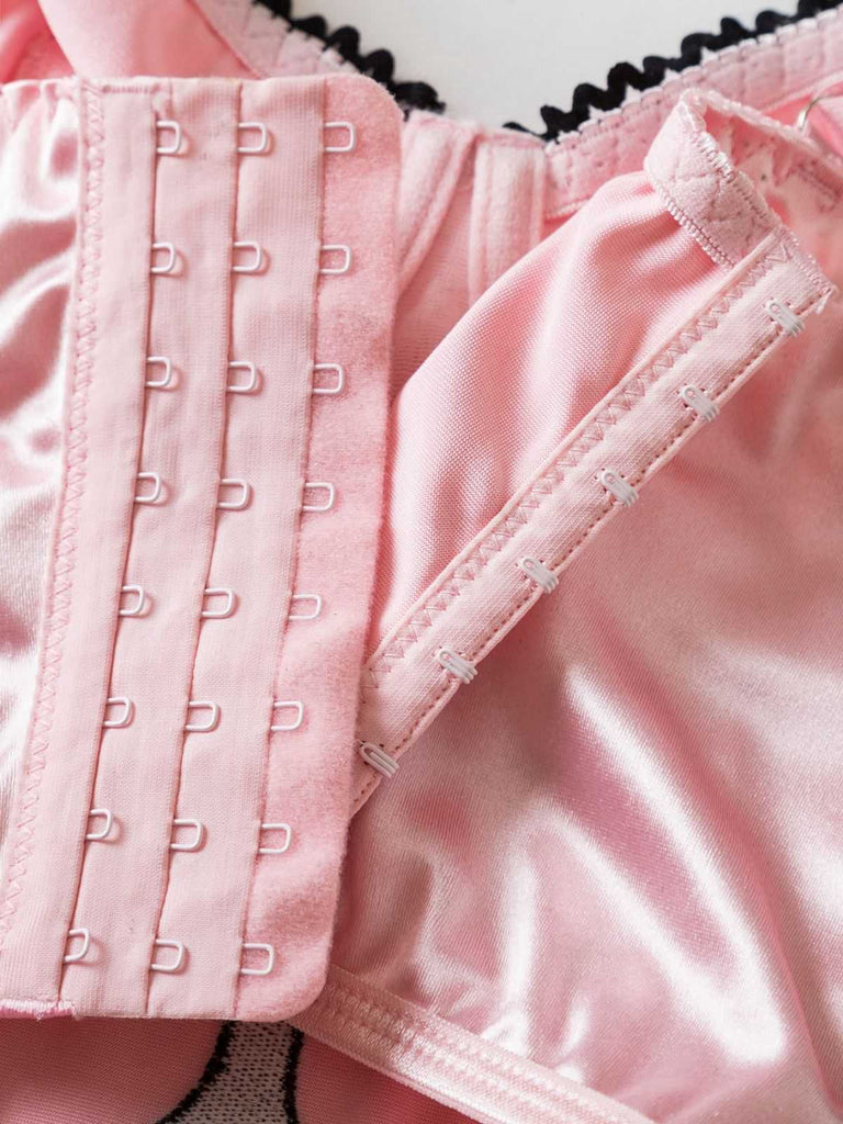 Pink 1970s Cross Gothic Satin Lace-Up Camisole
