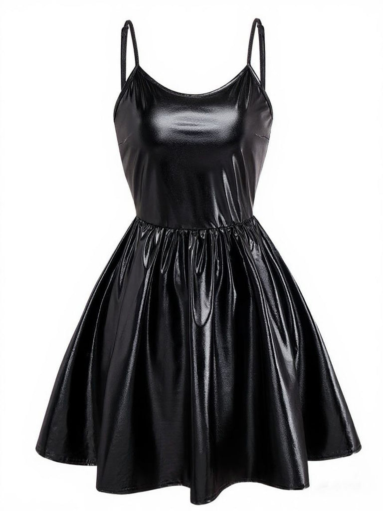 1980s Metallic Spaghetti Strap Party Dress
