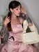 Light Pink 1940s Solid Bow Dress