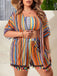 [Plus Size] 4PCS 1970s Striped Bikini Set & Cover-Up - vintage swimsuit, pin-up swimwear for vintage lovers