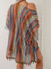 4PCS 1970s Boho Striped Bikini & Fringe Cover-Up Set - vintage fashion, retro style
