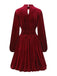 1940s Velvet Cutout Pleated Lantern Sleeve Dress