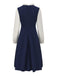 Navy Blue 1980s Ruffle Collar Heart Buttons Dress