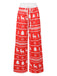 Red 1930s Christmas Tree Reindeer Pants
