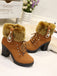 Vintage Nubuck Leather Plush Chunky Heel Boots