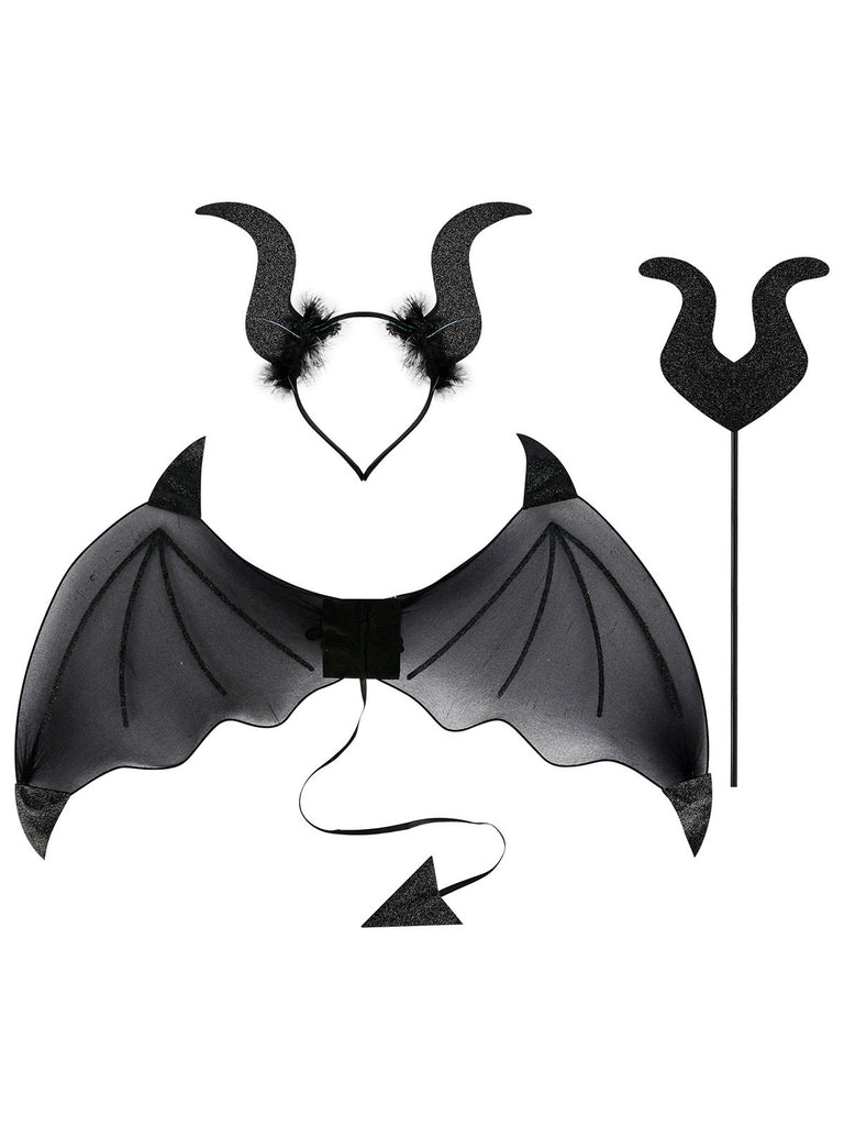3PCS Halloween Bat Wing & Wand & Headband