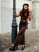 Red 1930s Mesh Patchwork Vertical Stripe Jumpsuit