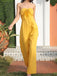 Yellow 1970s Strapless Bow Solid Jumpsuit