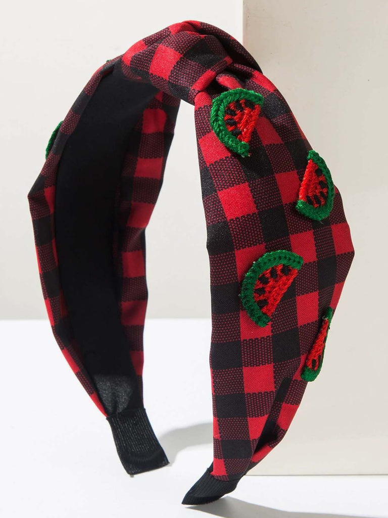 Fruit Gingham Plaid Retro Bow Headband