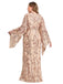 [Plus Size] Beige 1980s Floral Sequin Maxi Slit Dress