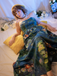 Blue 1950s Water Lily Sweetheart Strapless Dress