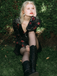 Black 1930s Rose Velvet Fishtail Dress