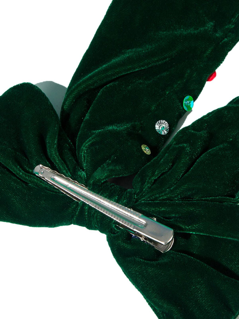 Vintage Christmas Velvet Large Bow Hairpin