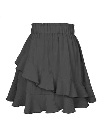 1940s Solid Irregular Ruffle Elastic Waist Skirt