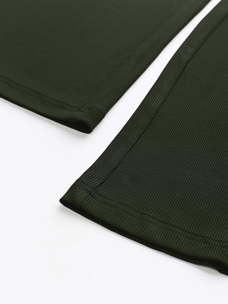 Olive Green 1950s V-Neck Sheer Polka Dot Sleeve Jumpsuit