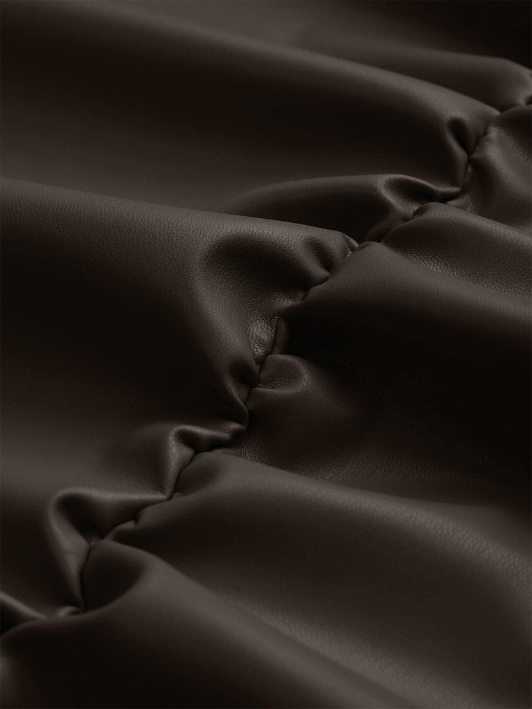 1980s Faux Leather Bow Long Sleeve Dress