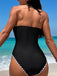 Black 1950s Halter Scallop-Trim One-Piece Swimsuit