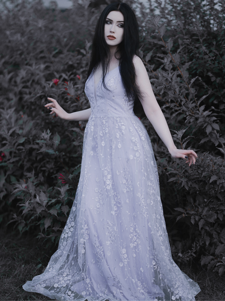 Lavender 1930s Sequin V-Neck Spaghetti Strap Dress