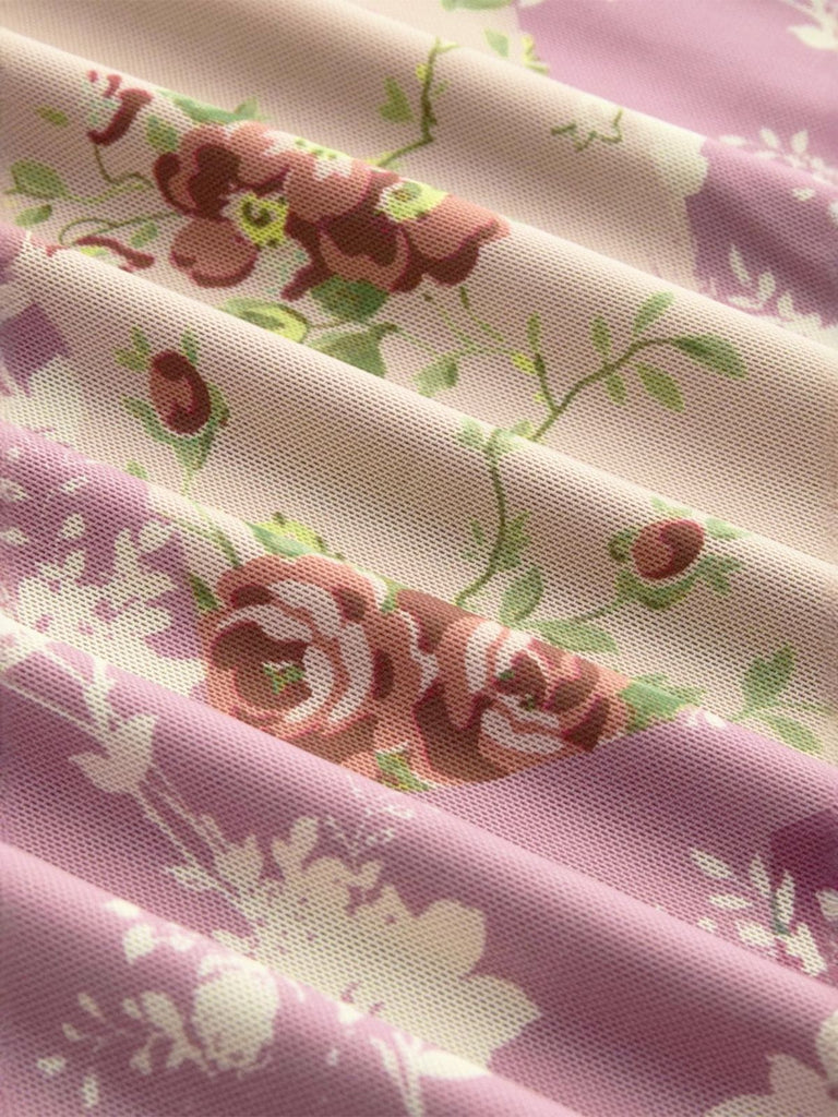 Rose Pink 1960s Floral Ruffle Detail Maxi Dress